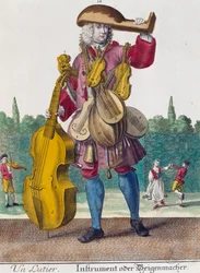 リュート奏者、マルティン・エンゲルブレヒト（1684-1756）の「Assemblage des nouveau manouvries habilles」の版画、ドイツ