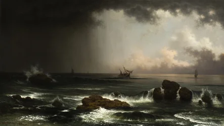 沈没船のある沿岸の風景、1863