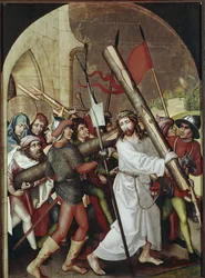 騎兵隊。マルティン・ショーンガウアー（1453-1491）の絵画。コルマール、ウンターリンデン美術館