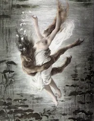若い女性を誘拐する海の怪物（14299の詳細）、「「Allegorien」」、Martin Gerlach、c。 1900年。