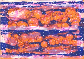 冬のミカン 抽象画