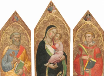祝福のキリストを抱く聖母子と聖ペテロ、ジェームズ・マジョール、アンソニー...1415～1420年頃