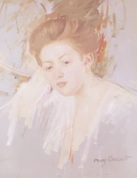 若い女の子の頭（紙にパステル）