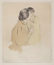 農民の母と子