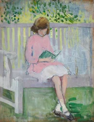 読書する少女（木に油