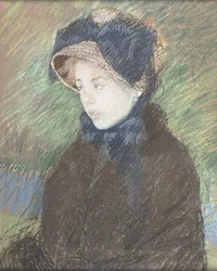若い女の子の肖像、1880年頃（紙にパステル）