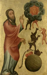 ハンブルクの聖ペテロの高祭壇からの闇からの光の分割、グラウボウの祭壇画、1383（パネル上のテンペラ）
