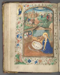 ユトレヒトの時間利用法：fol。 62v、キリスト降誕、c。 1460-1465。