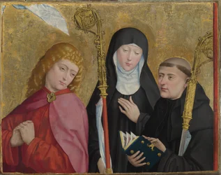 セインツジョンエバンジェリスト、スコラスティカ、ベネディクトリースボーンの祭壇画1470-1480