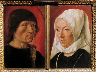 男性と彼の妻の肖像画。 カップルの表現（二重の肖像画）。 マスター・ド・サン・ジル（1490年から1510年に活動）、フランスの学校による絵画