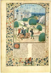 MS Fr 87 フォレステル領主ジャン・ド・ワブリン (d.c.1475) によって書かれたイングランド年代記の第 2 巻のミニチュア (ベラム)