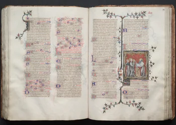 ゴータ・ミサ典書: Fol. 107v、テキスト、c。 1375年。