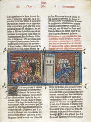 Royal 16 G. VI f.385 行進中のイングランド王ジョンとルイ 8 世との戦い、「Les Grandes chroniques de France」、c.1332-50 (ベラムにインク、色、金)