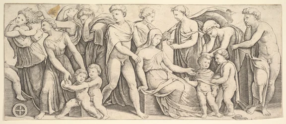 ジェイソンとクルーサの結婚式、左はメデアが子供たちを連れているところ、1530-60年。