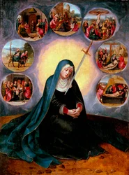 七つの悲しみの聖母 - 七つの悲しみの聖母 - 半分の女性像のマスターによる絵画 (1530-1560 活動) 16 世紀 - 木材に油彩 - 75x56,7 - カタルーニャ美術館、バルセロナ