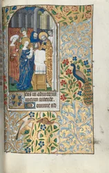 ルーアンの時間使用法：fol。 67r、神殿でのキリストの子の紹介、c。 1470。