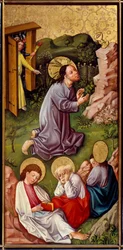 Christ in the Garden of Olives Painting on wood by the Master of the Upper Rhine (15th century) 1460 Lyon, Musee des Beaux Arts   1450433   ja       japanese Successfully Translated  Original: Mountainous Landscape with Figures by a Lake Translat: Mountain