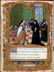 Margarita of Angoulema (1492-1549) ナバラ王妃がフランソワ1世の寵愛を受けたエタンプ公爵夫人に自著を贈呈 Anne Pisseleu ローハン師が盛り上げたAngoulemaのMargaretによる写本「La coche ou Debat d