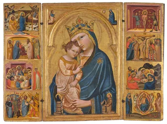 ウォールラフ・トリプティク、c。 1360（パネルにテンペラとゴールド）