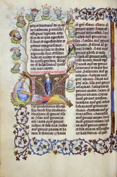 Ms 289.3 f.67v聖マタイの福音書、ユトレヒト、1425年頃のイニシャルから出るジェシーの木（金箔、金インクと羊皮紙のテンペラ）