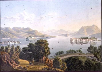 マッジョーレ湖とボロメア諸島の眺め（Vue du Lac Majeur et des Isles Boromees）（エングレーヴィング）