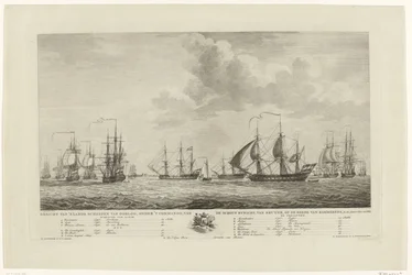 Rammekens沖のオランダ軍艦隊、1782～1783年 1782 年と 1783 年の Rammekens の路上で、少将 van Kruyne の指揮下にある国の軍艦の Gesicht (オブジェクトのタイトル)