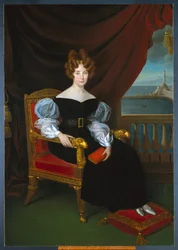 マリア・ブリニョーレ・サレ・デ・フェラーリ、ガッリエラ公爵夫人（1811-1888）」マッテオ・アントニオ・ピカソ（1794-1879）による絵画薄暗い191x133 cm Genes、Musei di strada nuova