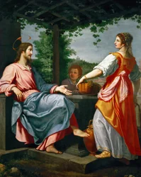 Jesus et la Samaritaine - Baroque :キリストとサマリヤ人の女」 ロッセリ、マッテオ（1578-1650） 1620年頃油彩・キャンバス、241x194。ヴィエンヌの美術史博物館