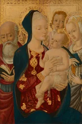 聖母子と聖ジェローム、アレクサンドリアの聖カタリナ、天使たち 1465-1470年頃 ポプラパネルにテンペラ画