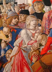 幼児虐殺、兵士が剣で赤子を突き刺す場面の部分、1482年、106233の部分