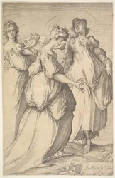 3つのHaloed女性像、ca。 1610-50。