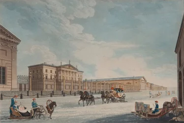 帝国銀行とサンクトペテルブルクの店の眺め、1815