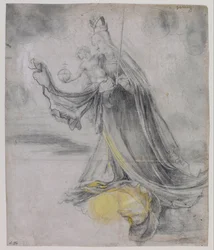 "聖母と雲の中の子供" (Virgin and Child in the Clouds), c.1509-1511 (watercolour)