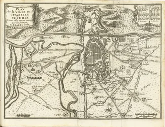 Beleg van Turijn、1706 フランス軍に包囲されたトリノ市と城塞の平面図 (オブジェクトのタイトル)