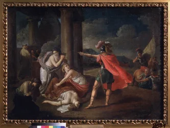 ホレスの妹、カミーユの死。 Matvei Ivanovich Puchinov（1716-1797）による絵画、キャンバスに油彩