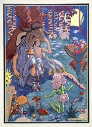 「真夏の夜の夢」、ウィリアム シェイクスピア (1564-1616) の戯曲のシーン (リソ)