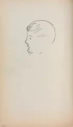イタリアのスケッチブック：プロファイルページ150、1898〜1899年の男性の頭。