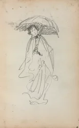 イタリアのスケッチブック：立っている女性と日傘259、1898〜1899ページ。