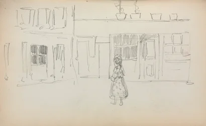 イタリアのスケッチブック：少女とストリートシーンのページ159、1898〜1899。