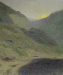 夕暮れの風景（キャンバスに油彩）