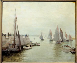 1880 年に漁業が復活。Courant Maurice の絵画 (1847-1925)