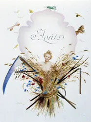 8月 "La Chanson du mois" Jérôme Doucet作 挿絵 - Maurice Leloir編 ランス 1904年L.ミショー