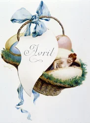 4月 "La Chanson du mois" Jérôme Doucet作、イラスト：Maurice Leloir、編：Reims 1904。L.ミショー