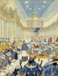 リシュリューは、1614年の三国将軍会議の閉会式で、書記官の名で演説を行った-モーリス・ルロワールの「リシュリュー」にて。