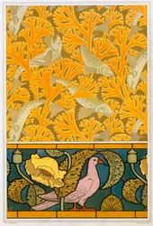 壁紙やステンド グラス、パブのデザイン。 1897年。