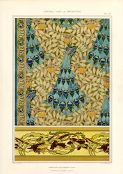 アール・ヌーヴォー装飾の孔雀と魚