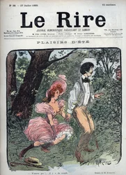 夏の遊び - 森の中で通行人に驚かれる恋人たち - モーリス・ラディゲ（1866-1941）がフランスの雑誌「Le Rire」38号（1895年）に寄せた挿絵