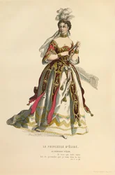 エリド王女役の衣装、1868年頃（エングレーヴィング）