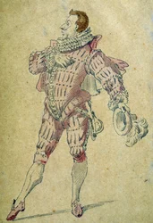 モーリス・サンド（1823-1889）が描いたコメディア・デラルテのキャラクター、レアンドロ。