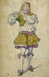 モーリス・サンド（1823-1889）が描いたコメディア・デラルテのキャラクター、オッタヴィオ
